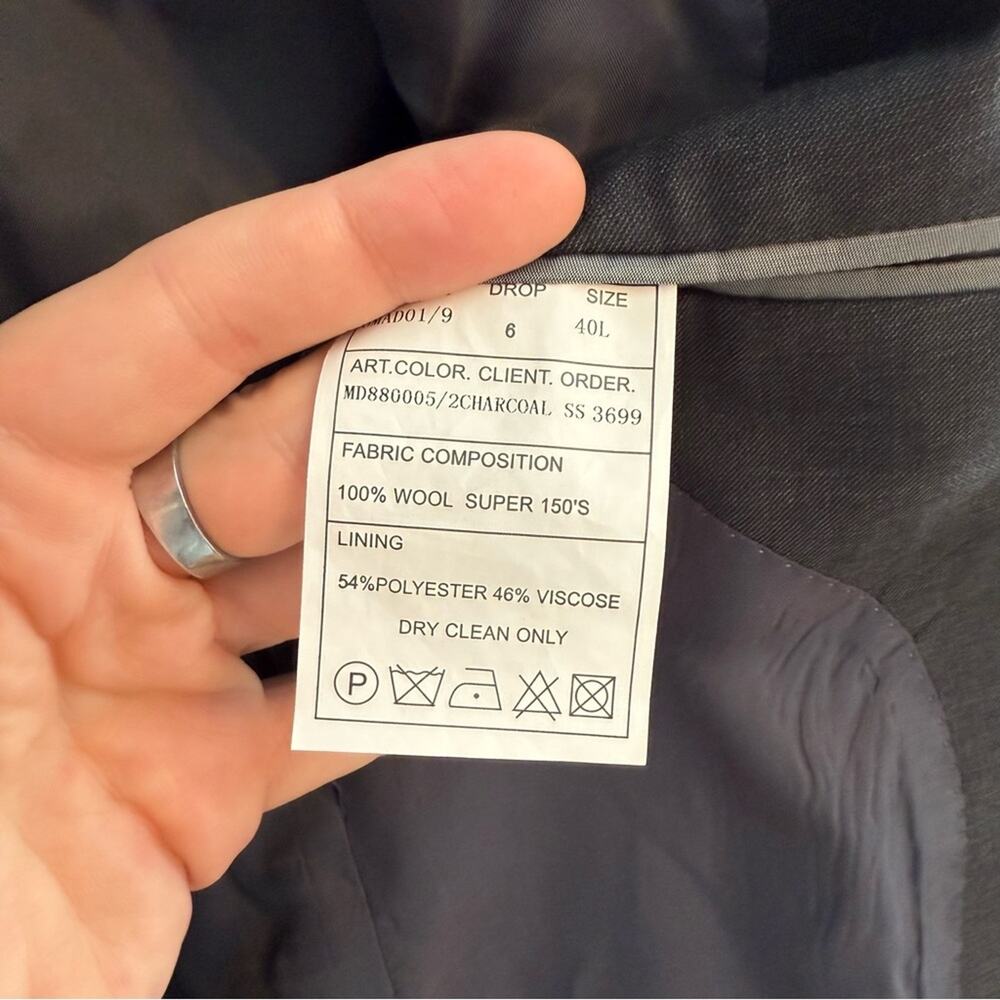 Max Davoli Baroni Gray Slim Fit 100% Wool Suit Size W34/40L - Picture 3 of 11